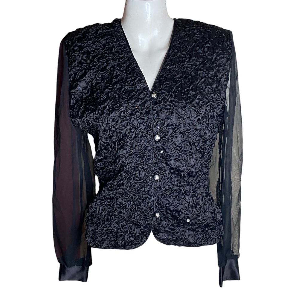 Jeffrey & Dara Black Evening Jacket with See-Through Sleeves Size 6